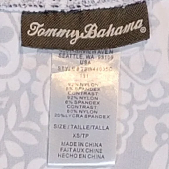 Tommy Bahama Paisley Paradise Navy & White Half Zip Rash Guard Swim Shirt - XS - Picture 10 of 10